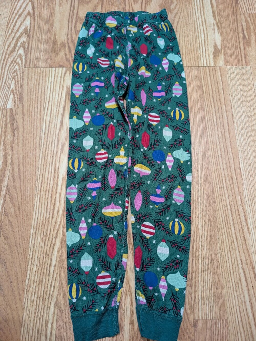 Hanna Andersson Green Holiday Ornament Pajamas Long Sleeve Pants 130 8 - Picture 8 of 12